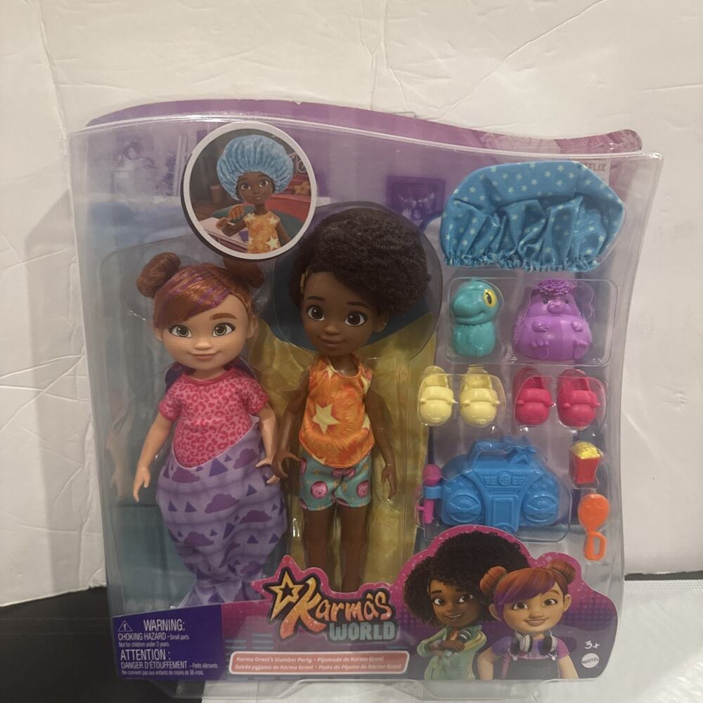 Karma’s World Kora Grant Slumber Party Doll Set 2 Dolls Accessories New Sealed